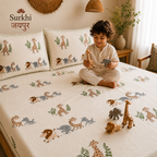 Surkhi Jaipur Safari Trails Kids Cotton Bedsheet Set – King