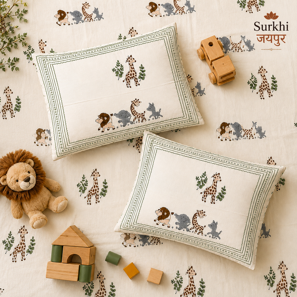 Surkhi Jaipur Safari Trails Kids Cotton Bedsheet Set – King