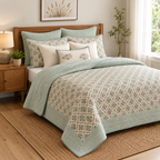 Sage Trellis Floral AC Quilt (Set) — King 108x108