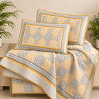 Yellow & Grey Moroccan Trellis AC Quilt Set — King 108x108