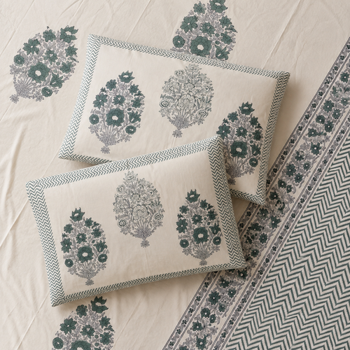 Surkhi Jaipur Hand Block Print Bageecha Bloom Cotton Bedsheet – King