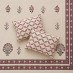 Surkhi Jaipur Hand Block Print Cotton Bedsheet – Ivory Floral, King (108x108 in)