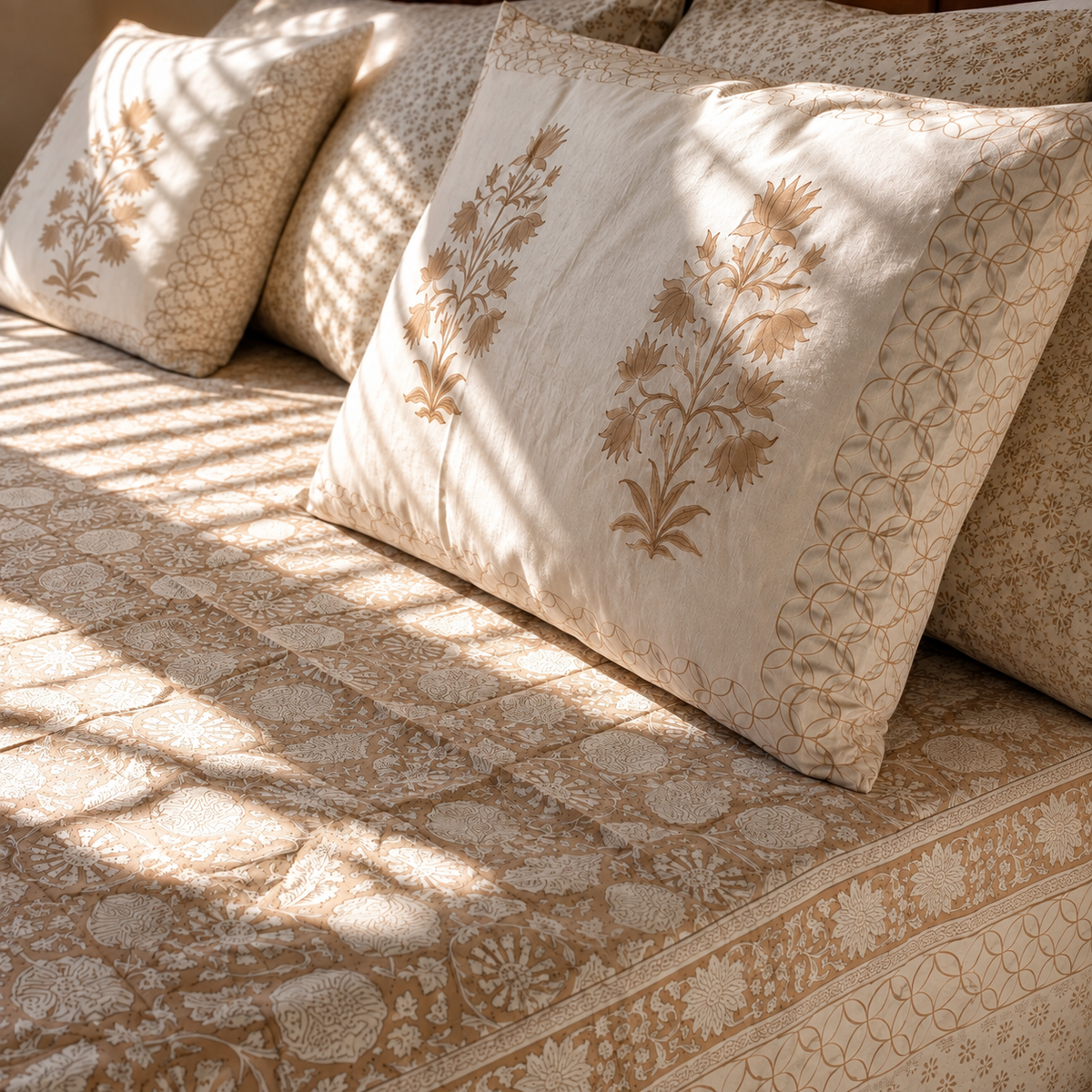 Surkhi Jaipur Hand Block Print Kamal Trails Cotton Bedsheet – King