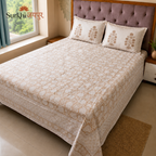 Surkhi Jaipur Hand Block Print Kamal Trails Cotton Bedsheet – King