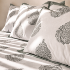Surkhi Jaipur Hand Block Print Paisley Ash Cotton Bedsheet – King