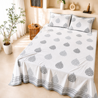 Surkhi Jaipur Hand Block Print Paisley Ash Cotton Bedsheet – King
