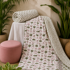 Surkhi Jaipur Hand Block Print Cotton Rajai – Pink Lotus Floral, King